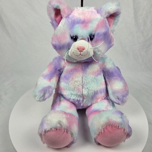 Build a Bear 16” Plush Kitty Cat Pastel Tie Dye Pink Purple Aqua White - Picture 1 of 6